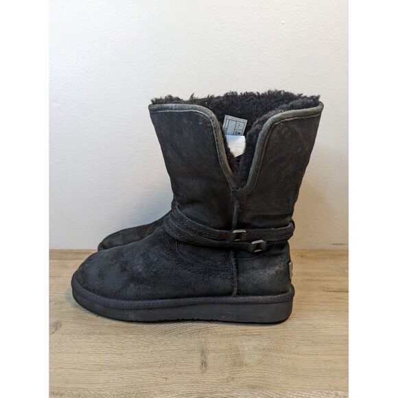UGG Australia PALISADE Black Short Boots Suede Sheepskin Womens 1007700 - Picture 3 of 9
